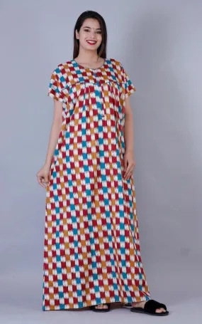 Women's Premium Cotton Multi Colors Printed Night Gown