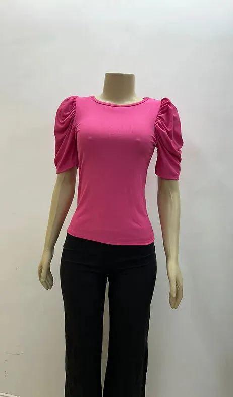 Women's Puff Short Sleeve Casual Blouse Summer Top