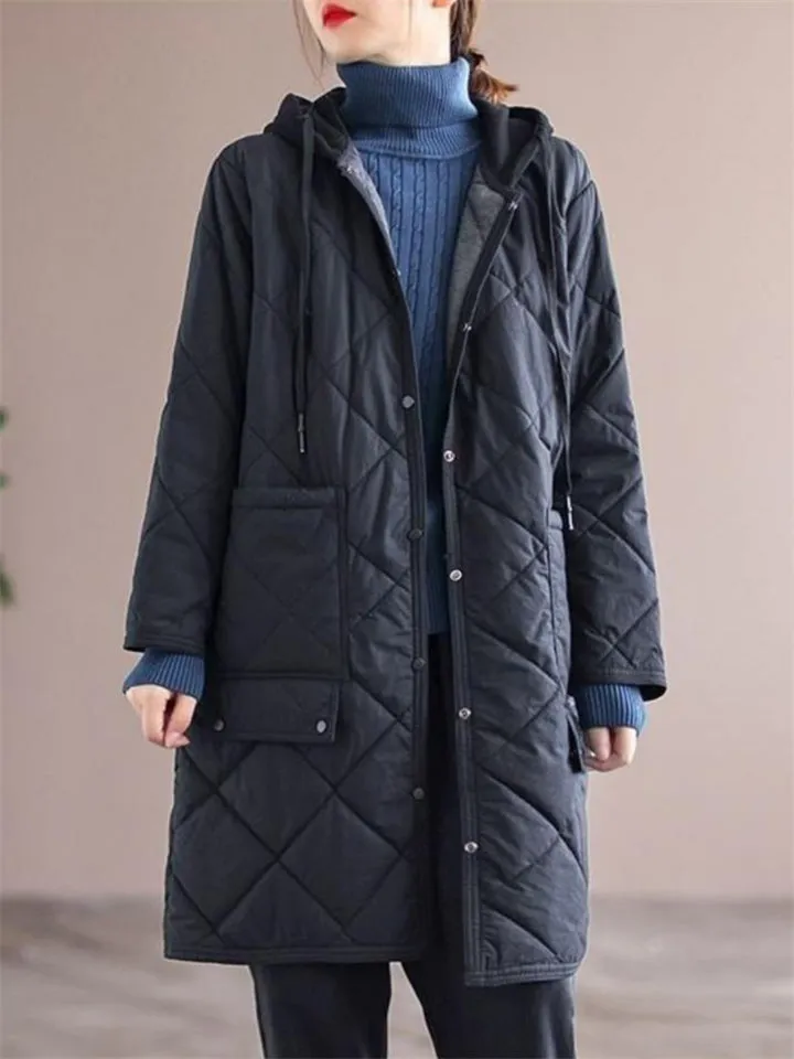 Women's Warm Mid-length Hooded Cotton Coats