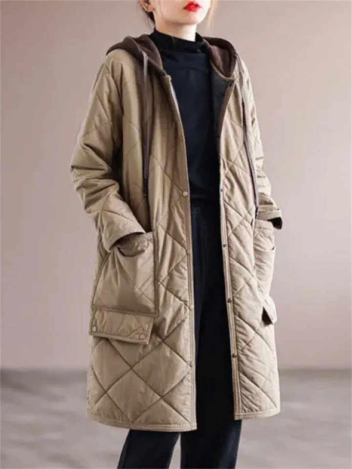 Women's Warm Mid-length Hooded Cotton Coats