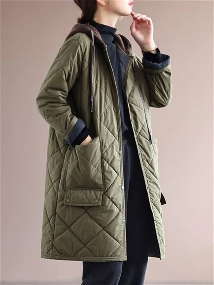 Women's Warm Mid-length Hooded Cotton Coats